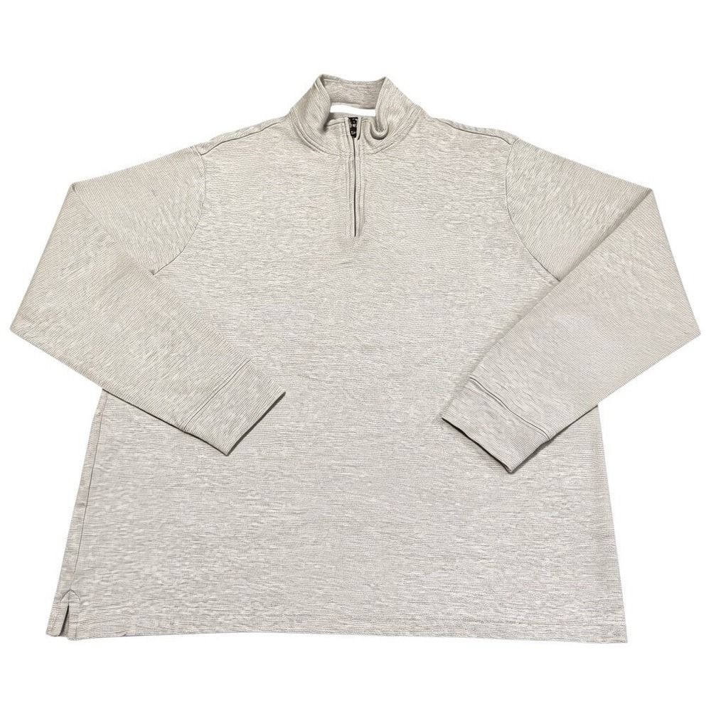 Chaps Men's XL Gray Quarter Zip Pullover Sweater Mock Neck Cotton